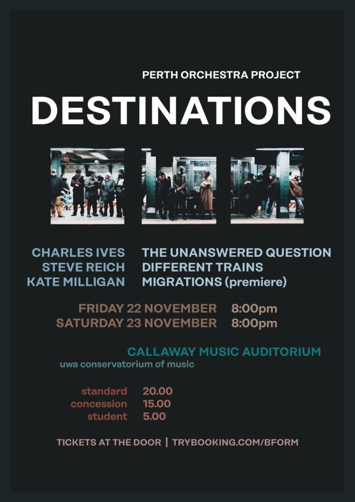 'Destinations' poster - Perth Orchestra Project 2019